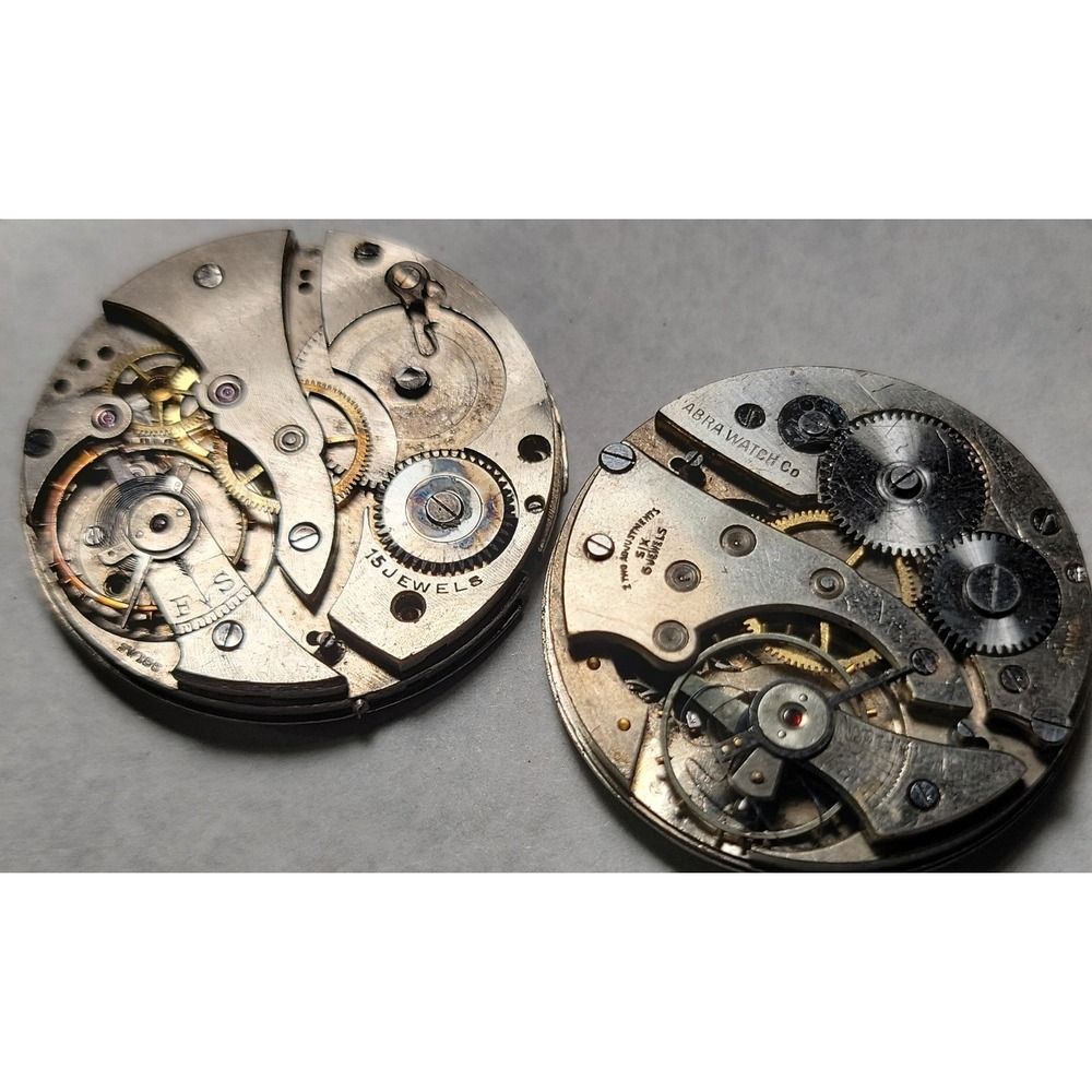 2 x Vintage Watch Movements Abra + one more for Parts or an artsy fartsy project